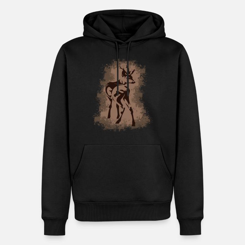 Cerf de cerf - Sweat à capuche Premium bio Homme - noir