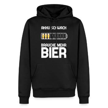 Akku Schwach Brauche mehr Bier - Männer Premium Bio Hoodie - Schwarz - Vorne - Nico (187cm)