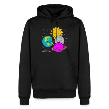 Earth Moon Planet Physique du système solaire Funny Life - Sweat à capuche Premium bio Homme - noir - Devant - Nico (187cm)