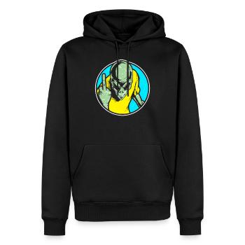 Alien Mittelfinger Ausserirdische lustig Ufo - Männer Premium Bio Hoodie - Schwarz - Vorne - Nico (187cm)