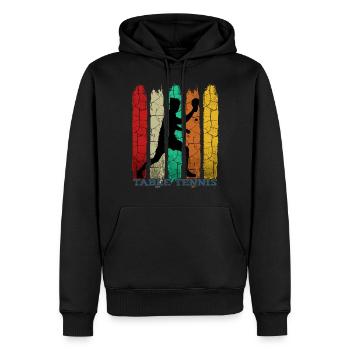 Retro Vintage Tischtennis Silhouette Geschenkidee - Männer Premium Bio Hoodie - Schwarz - Vorne - Nico (187cm)