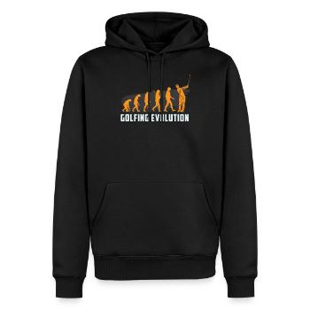 GOLFING EVOLUTION Golfer Golf Motiv - Männer Premium Bio Hoodie - Schwarz - Vorne - Nico (187cm)