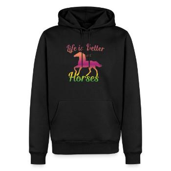 Cheval cheval cheval cadeau - Sweat à capuche Premium bio Homme - noir - Devant - Nico (187cm)