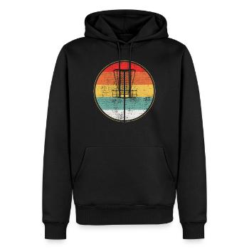 Retro Disc Golf - Männer Premium Bio Hoodie - Schwarz - Vorne - Nico (187cm)