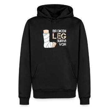 jambe de pied survivant cassé Drôle d’os - Sweat à capuche Premium bio Homme - noir - Devant - Nico (187cm)
