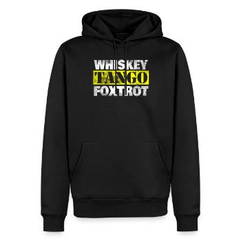 WTF Whiskey Tango Foxtrott What the Fuck Geschenk - Männer Premium Bio Hoodie - Schwarz - Vorne - Nico (187cm)
