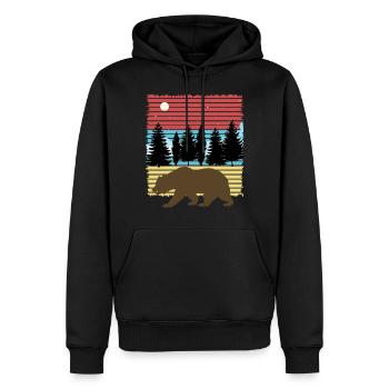 Ours - Aventure - Forêt - Sweat à capuche Premium bio Homme - noir - Devant - Nico (187cm)