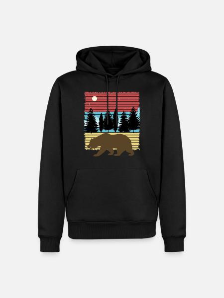 Bär - Abenteuer - Wald - Männer Premium Bio Hoodie - Schwarz