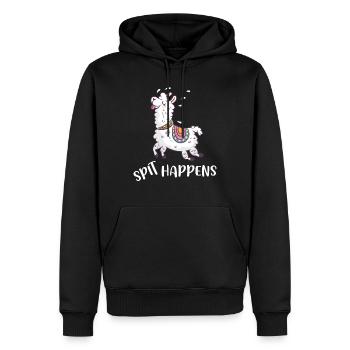 Spit happens Lama Alpaca Alpaka Llama - Männer Premium Bio Hoodie - Schwarz - Vorne - Nico (187cm)