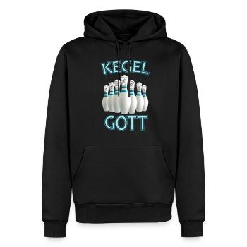 Kegel Shirt · Gott · Bowlen Geschenk - Männer Premium Bio Hoodie - Schwarz - Vorne - Nico (187cm)