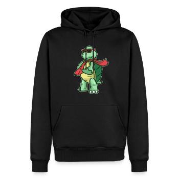 tortue - Sweat à capuche Premium bio Homme - noir - Devant - Nico (187cm)