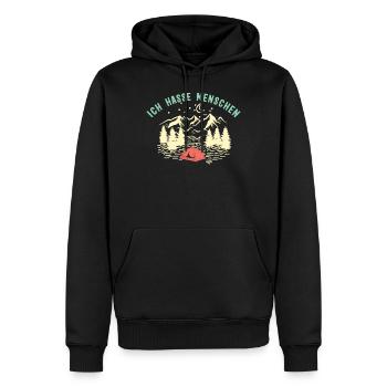 Ich hasse Menschen Camping Wandern - Männer Premium Bio Hoodie - Schwarz - Vorne - Nico (187cm)