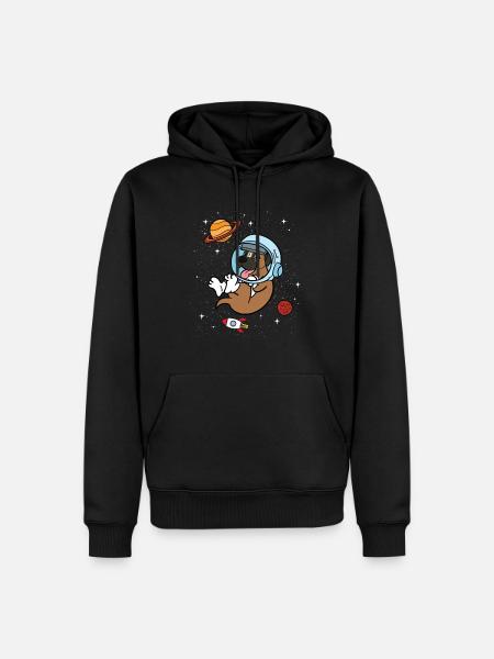 German boxer dog astronaut space gift - Men’s Premium Organic Hoodie - black