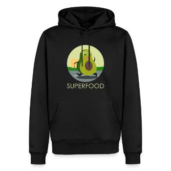 Avocado Superfood Lustig Sport Training Joggen - Männer Premium Bio Hoodie - Schwarz - Vorne - Nico (187cm)