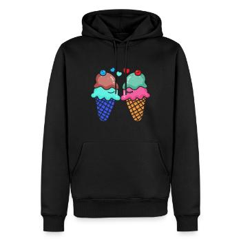 Crème glacée crème glacée t-shirt crème glacée d'été valentine - Sweat à capuche Premium bio Homme - noir - Devant - Nico (187cm)