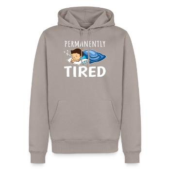Schlafen Müde Bett Geschenk Kissen Decke ständig - Männer Premium Bio Hoodie - Taupe - Vorne - Nico (187cm)