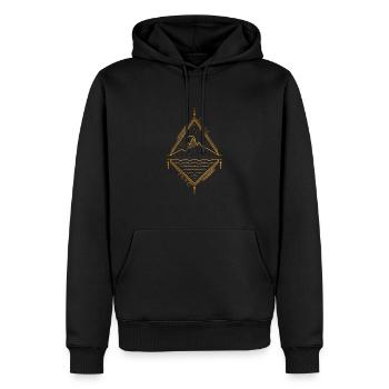 Paysage géométrique minimal - Sweat à capuche Premium bio Homme - noir - Devant - Nico (187cm)