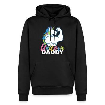 Einhorn-Vati - lustiges Fitness-Gymnastik-Regenbogen-Vati-Geschenk - Männer Premium Bio Hoodie - Schwarz - Vorne - Nico (187cm)