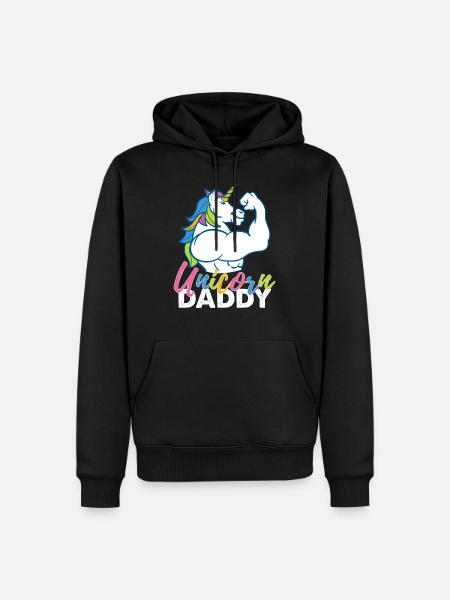 Unicorn Daddy - Funny Fitness Gym Rainbow Dad Gift - Men’s Premium Organic Hoodie - black