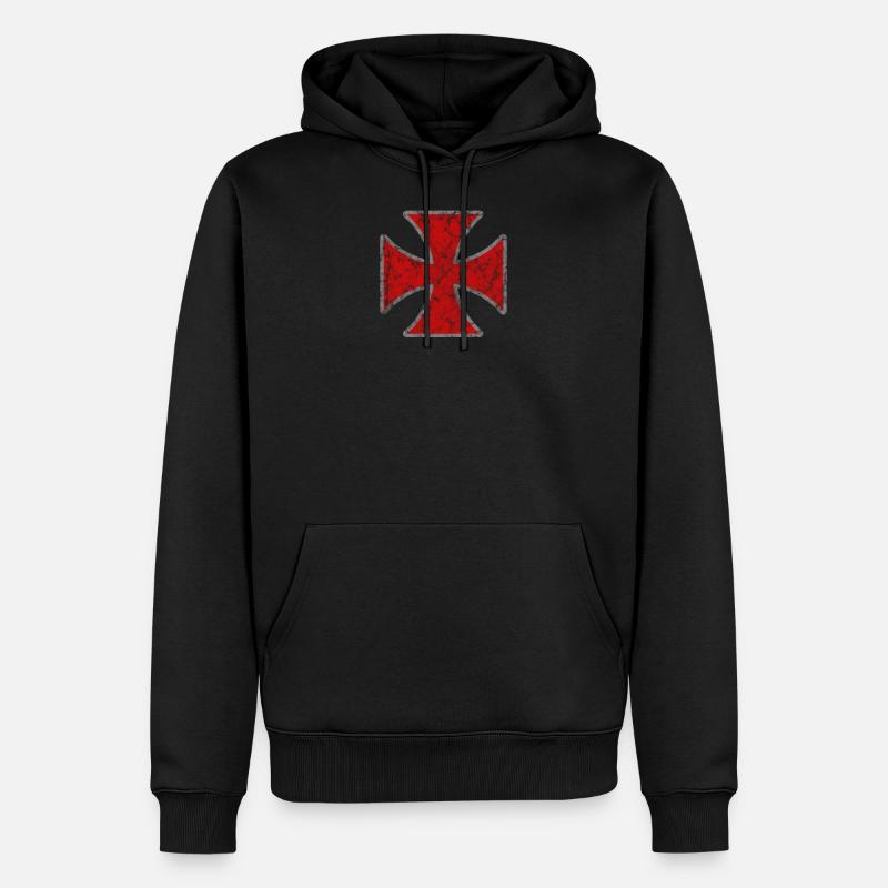 Cadeau médiéval chevalier croix chevalier croix - Sweat à capuche Premium bio Homme - noir