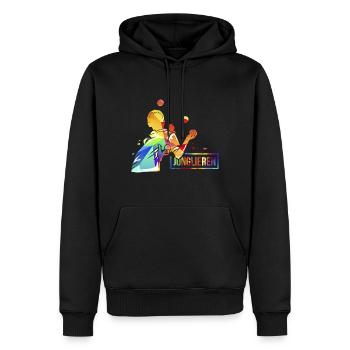 Travail de jonglage - Sweat à capuche Premium bio Homme - noir - Devant - Nico (187cm)