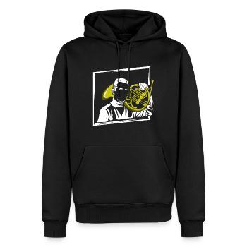 Corne française - Sweat à capuche Premium bio Homme - noir - Devant - Nico (187cm)