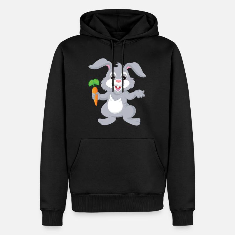 Hase - Rabbit - Design - Männer Premium Bio Hoodie - Schwarz