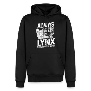 Luchs Tier - Männer Premium Bio Hoodie - Schwarz - Vorne - Nico (187cm)