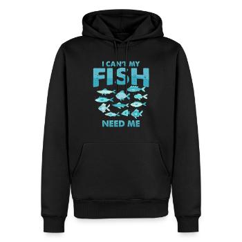 Mon poisson a besoin de moi - Sweat à capuche Premium bio Homme - noir - Devant - Nico (187cm)