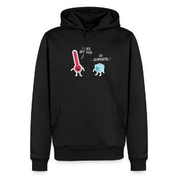 THERMOMETER JUDGE - Männer Premium Bio Hoodie - Schwarz - Vorne - Nico (187cm)