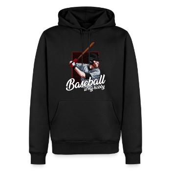 Le baseball est mon passe-temps | Proverbes déclaration cadeau - Sweat à capuche Premium bio Homme - noir - Devant - Nico (187cm)