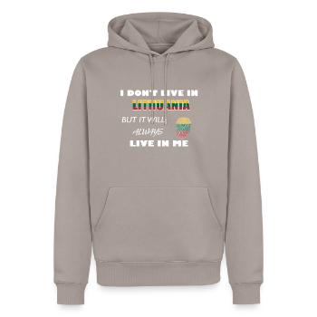 Lithuania EU - Men’s Premium Organic Hoodie - taupe - Front - Nico (187cm)