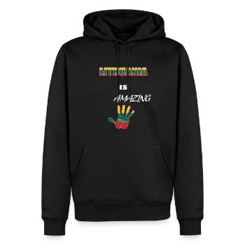 Lituanie - Sweat à capuche Premium bio Homme - noir - Devant - Nico (187cm)