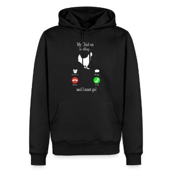 My chicken is calling... and i must go! - Männer Premium Bio Hoodie - Schwarz - Vorne - Nico (187cm)