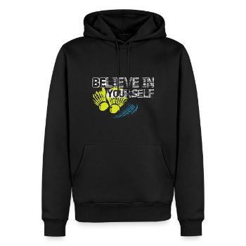 Badminton - Männer Premium Bio Hoodie - Schwarz - Vorne - Nico (187cm)