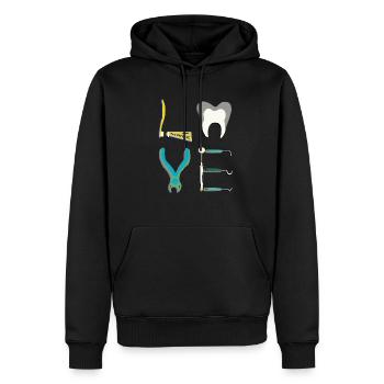 Lustiger Zahnarzt bearbeitet zahnmedizinisches Hygieniker-T-Shirt - Männer Premium Bio Hoodie - Schwarz - Vorne - Nico (187cm)