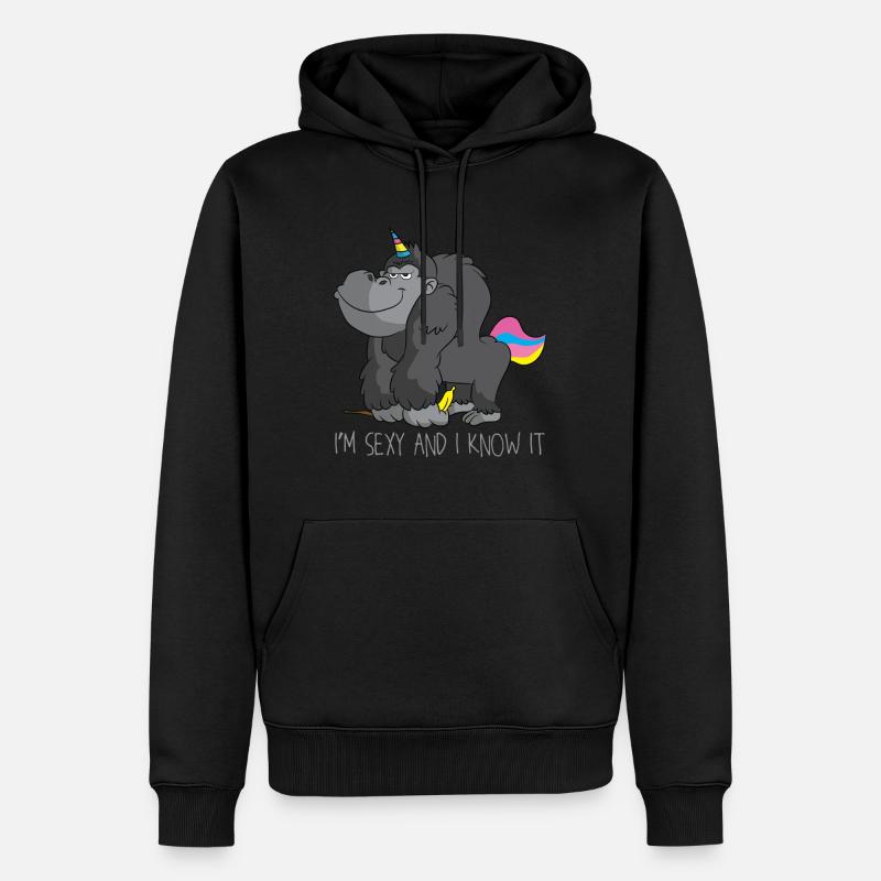 Cadeau de la licorne banane Gorilla - Sweat à capuche Premium bio Homme - noir