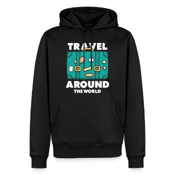 Reise Weltreisender Explorer - Männer Premium Bio Hoodie - Schwarz - Vorne - Nico (187cm)