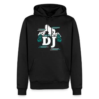 DJ DeeJay Scratch Party Schallplatten Geschenk - Männer Premium Bio Hoodie - Schwarz - Vorne - Nico (187cm)