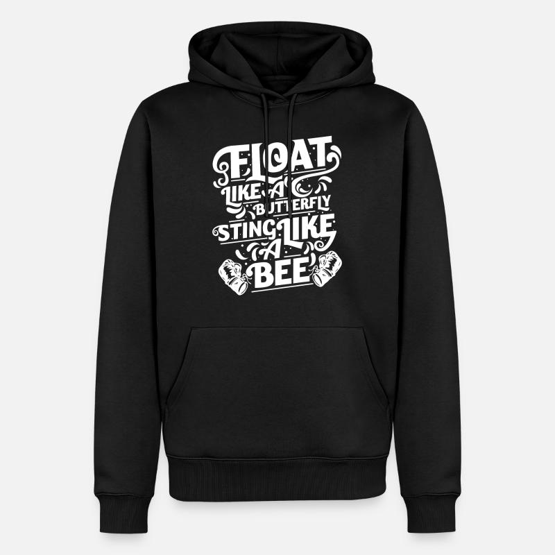 Float Like A Butterfly Bee | Citation Boxe Ali - Sweat à capuche Premium bio Homme - noir