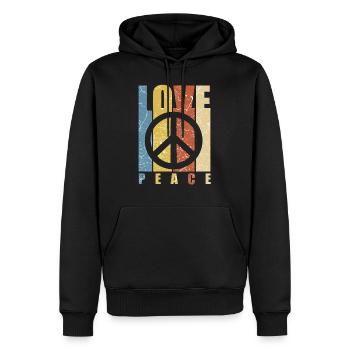 Peace-Zeichen Hippie Toleranz Friede - Männer Premium Bio Hoodie - Schwarz - Vorne - Nico (187cm)