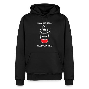 Low Battery Need Coffee Coffee saying - Men’s Premium Organic Hoodie - black - Front - Nico (187cm)