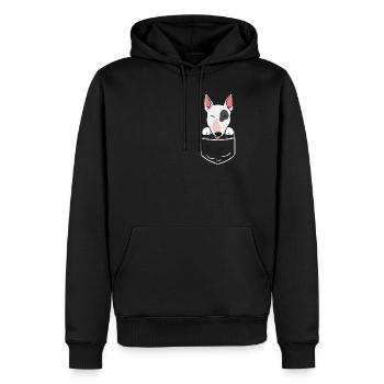 Bullterrier Hund Lustig Tasche Pocket Geschenk - Männer Premium Bio Hoodie - Schwarz - Vorne - Nico (187cm)