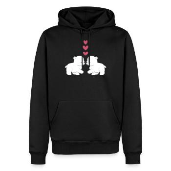 Polar Bear Polar Bear - Saint Valentin - Cadeau - Couple - Sweat à capuche Premium bio Homme - noir - Devant - Nico (187cm)