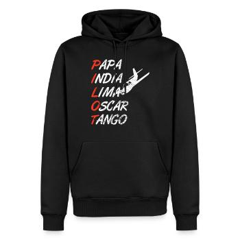 Pilot - Männer Premium Bio Hoodie - Schwarz - Vorne - Nico (187cm)