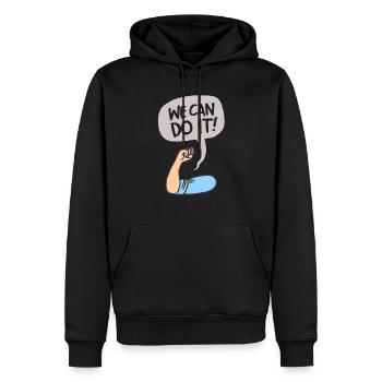 Wir schaffen das - Männer Premium Bio Hoodie - Schwarz - Vorne - Nico (187cm)