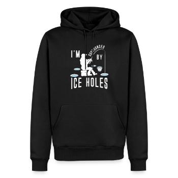 Entouré de trous de glace Pêche sur glace de Wortwitz Pêche - Sweat à capuche Premium bio Homme - noir - Devant - Nico (187cm)