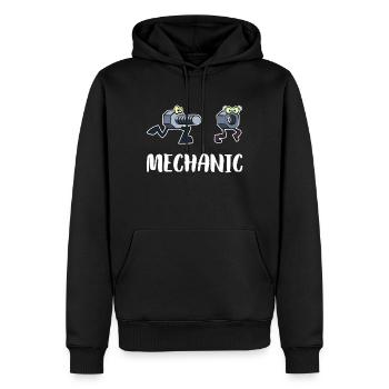 Mécanicien - Sweat à capuche Premium bio Homme - noir - Devant - Nico (187cm)