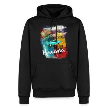 T-shirt de voiture vintage Cuba Havana - Sweat à capuche Premium bio Homme - noir - Devant - Nico (187cm)