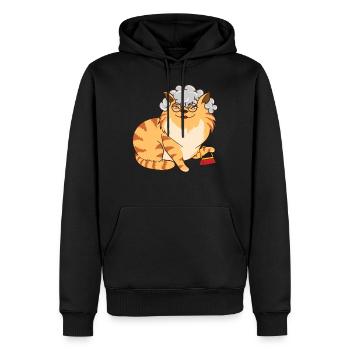 Chat Grand-mère - Sweat à capuche Premium bio Homme - noir - Devant - Nico (187cm)